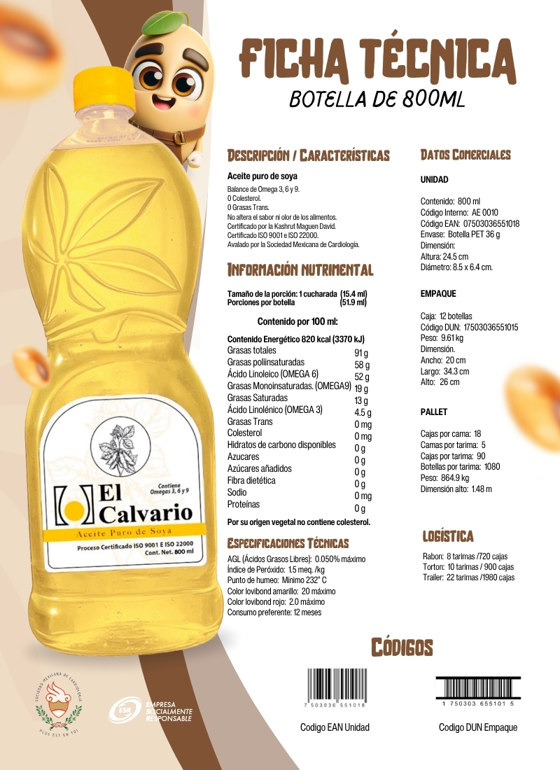 Ficha técnica 800ml